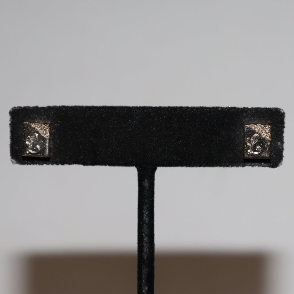 💛✨ Vintage Gold Monogram “L” Post Earrings · Rectangular · 3/8" Tall · classic